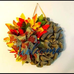 Mini fall burlap wreath